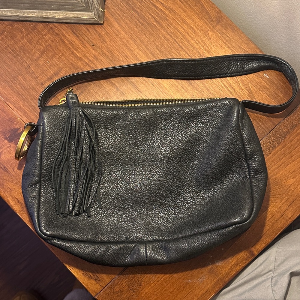 Hobo Black Leather Shoulder Bag
